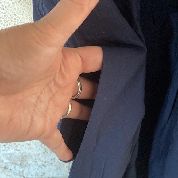 Talbots Sutton navy 100% cotton shirt dress , pockets, buttons, missing belt 2P - Picture 6 of 8